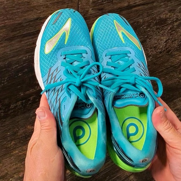 Brooks Pure Cadence Running Shoes Blue Turquoise and Lime Green Sneakers - Picture 4 of 9